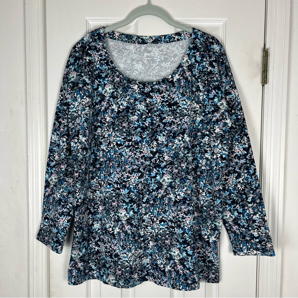 J. Jill Simply Supima Scoop Neck Tunic Top M Floral